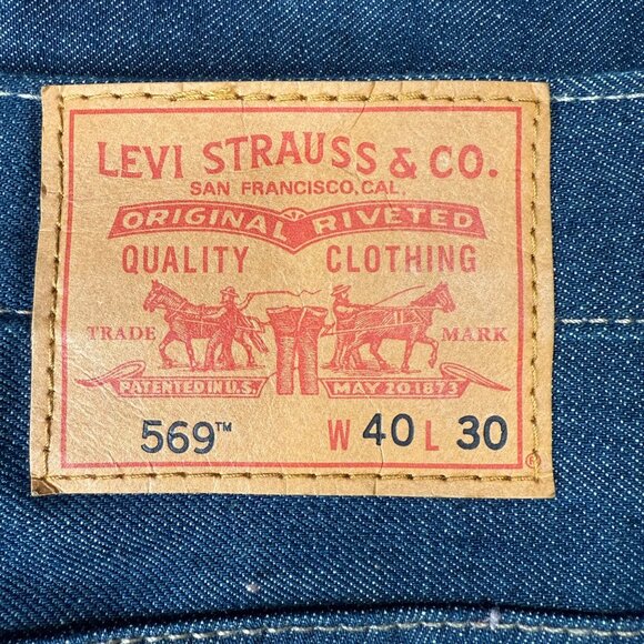 Levis 569 Mens W40 L30 Blue Loose Straight Fit Jeans Denim Cotton - Picture 3 of 9